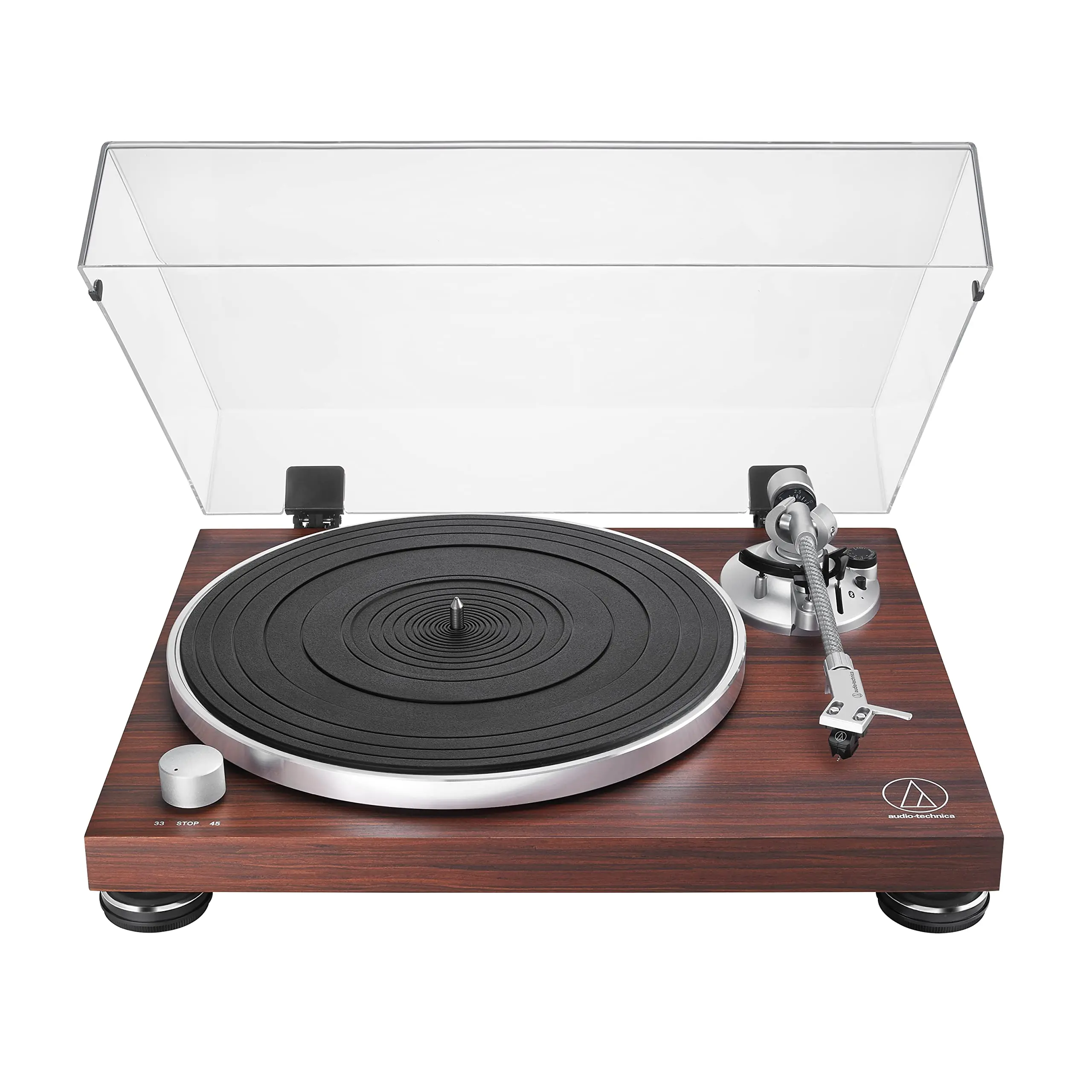 Audio-Technica AT-LPW50BT-RW Manual Belt-Drive Vinyl Record Player - 2-Speed, Aluminium Platter, Rubber Components, Adjustable Settings, Bluetooth Functionality, Rosewood Finish
