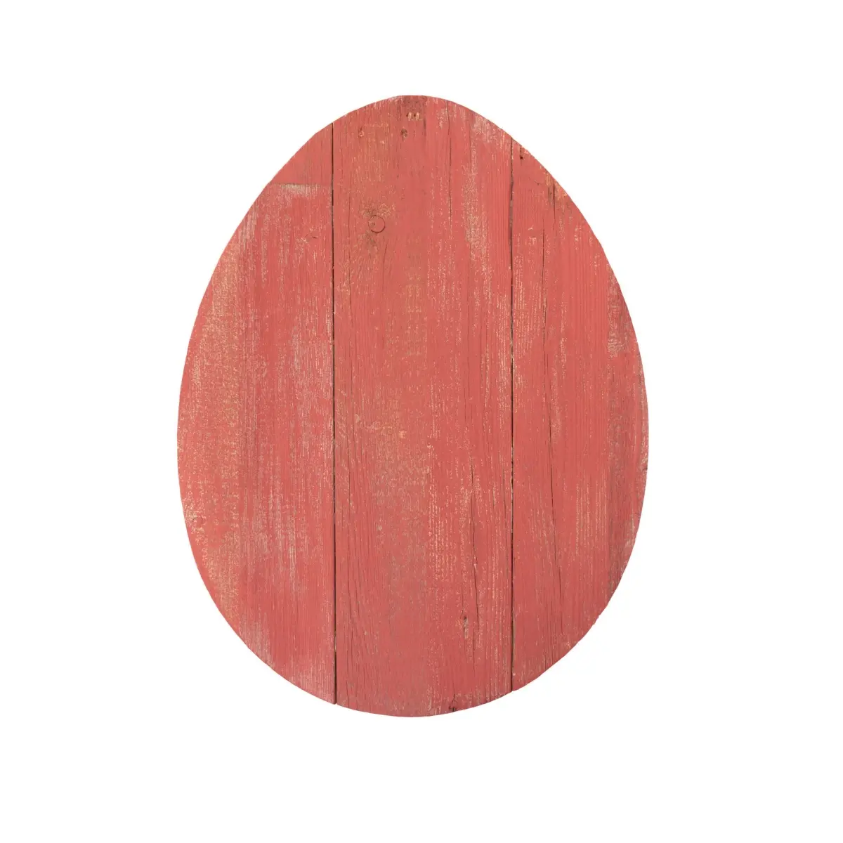 HomeRoots 384891 12 in. Reclaimed Cedar Farmhouse Red Rustic Large Egg - DIY Woodwork Toy, Unique Novelty Spring Crafts for Room Decor, 12" H X 9.25" W X 1" D