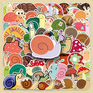 Cartoon Snail Pattern Sticker, 100pcs/set Cute Repeatable Self Adhesive Decorative Sticker, DIY Decals for Water Bottle, Laptop, Phone Case