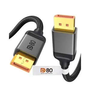 80Gbps DisplayPort  2.1 6.6FT/2M [VESA Certified], [8K@240Hz, 4K@540Hz 360Hz 240Hz] DP 2.1  16K, DP80 HDR DSC Display Port Cord Compatible FreeSync Gaming  5090 9070XT,S1334