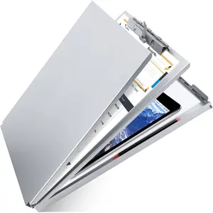 Aluminum Clipboard with Storage, Form Holder Steel Stainless Binder with Metal High Capacity Clip,Heavy Duty Made for   Personnel Jobsite Professionals Stationery Items