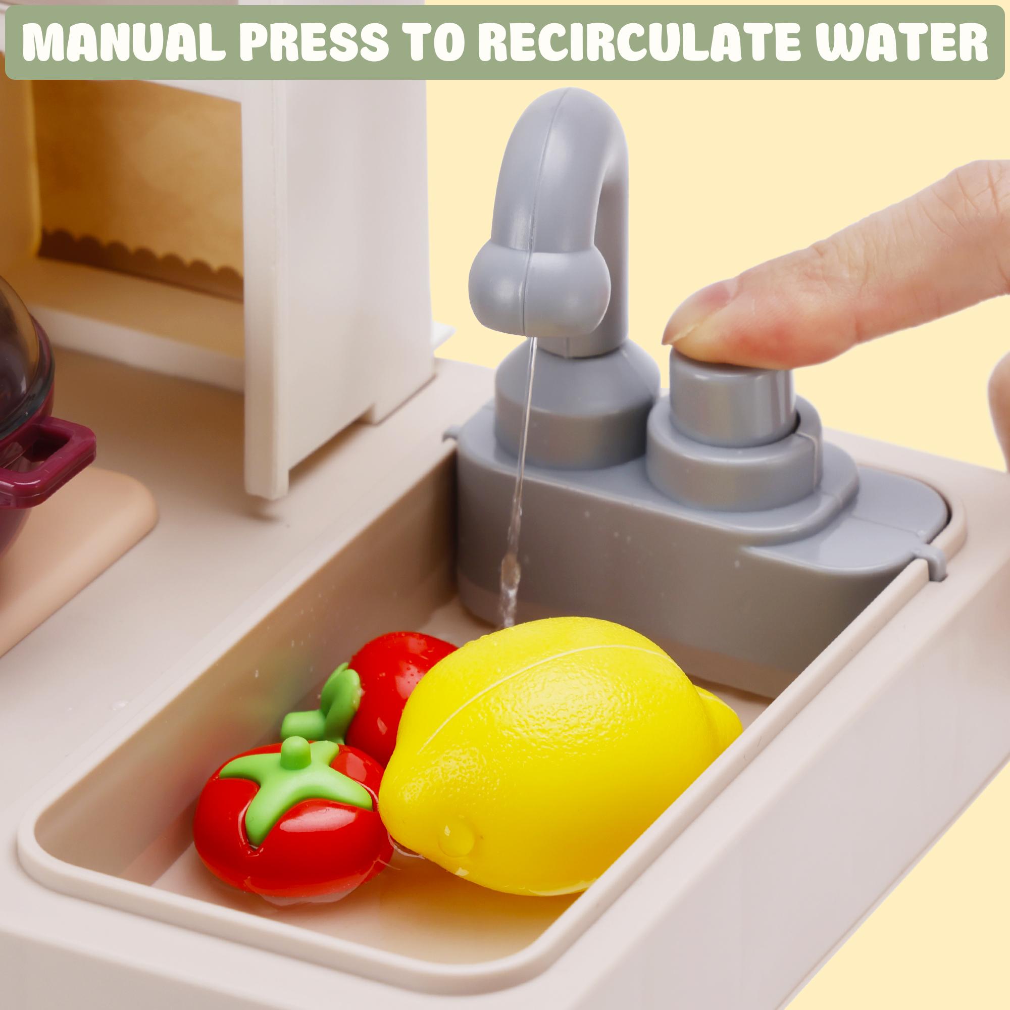 Kids Kitchen Play Set-Interactive Mist & Light Kitchen with Water Circulation Perfect Gift for Boys & Girls Ages 3+ (Green)