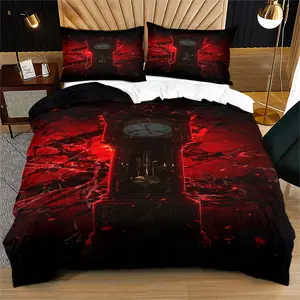 2/3 Piece Soft and Comfortable Duvet Cover Set,"Stranger Things" Digital Printing,Suitable for Bedroom Decoration Bedding Set,Gift for Children,Teenagers and Adults,Including 1 Duvet Cover and 1 or 2 Pillowcases without a Core and Pillow