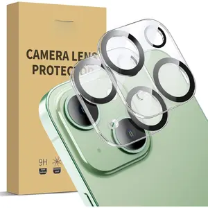 Camera Lens Protector Compatible for  15 &15 Plus, 9H Hardness Tempered Glass Camera Cover, Ultra HD, Anti-Scratch, Easy to Install, Case Friendly (For  15 & 15 Plus)