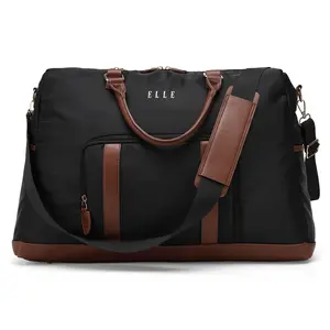 ELLE Luxe Journey Twill and Vegan Leather Weekender Duffel