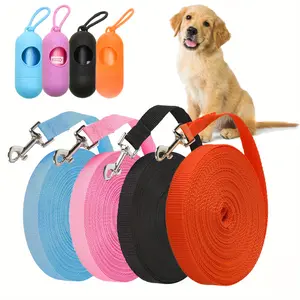 2 Pieces Of Dog Leash Portable Dog Poo Bag, 15ft/20ft/30ft Outdoor Dog Leash, Outdoor Dog Training Leash, Tracking Leash Extended Dog Training Leash, Dog Free Play
