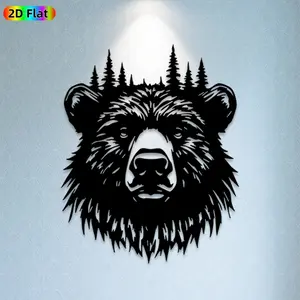 1pc Bear Metal Wall Art, Majestic Bear Statue Mural, Ideal Gift for New Year, Christmas, Animal Decor Enthusiasts, Weather-Resistant Metal Wall Decor Wall Sculptures, Perfect for Living Room Wall & Garden Fence Bear Enthusiasts