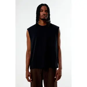 Pacsun Men's Black Cut Off Muscle T-Shirt