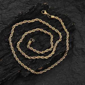 Gold and Silver Hip Hop Street Style Twist Chain Necklace for Men & Women - 2024 New Trendy Jewelry for Party & Daily Decoration as Gift