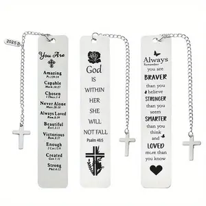 Bible Verse metallic Bookmark, 1 Count Creative Cross Design Bookmark, Inspirational Bookmark for Men & Women, Birthday Gift for Friend, Sister, Colleague, Inspirational Quote