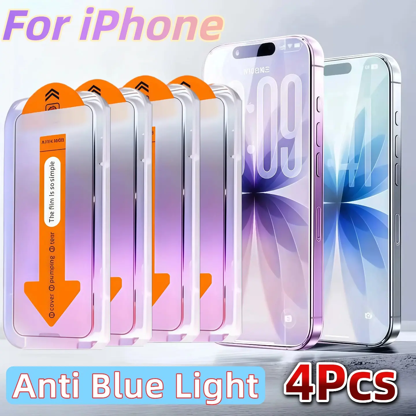 4-Pack Blue Light Blocking Tempered Glass Protective Durable Smartphone Screen Protector Accessories, Compatible with iPhone 17-11 Pro Max, 9h Hardness, Bubble-Free, Easy Installation