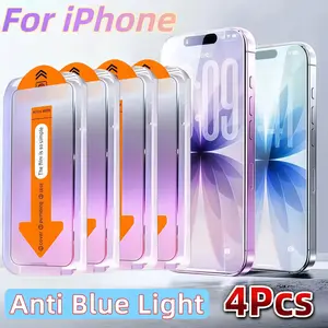 4-Pack Blue Light Blocking Tempered Glass Protective Screen Protector, Compatible with iPhone 17-11 Pro Max, 9h Hardness, Bubble-Free, Easy Installation