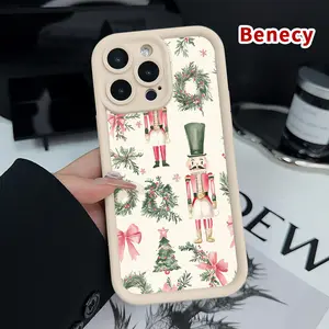 Case for iPhone 16 Pro Max 15 Plus 14 13 12 11 XR E XS Nutcracker Christmas Dream Pattern Soft TPU Rubber Camera Protection Rugged Mobile Phone Cover for Male