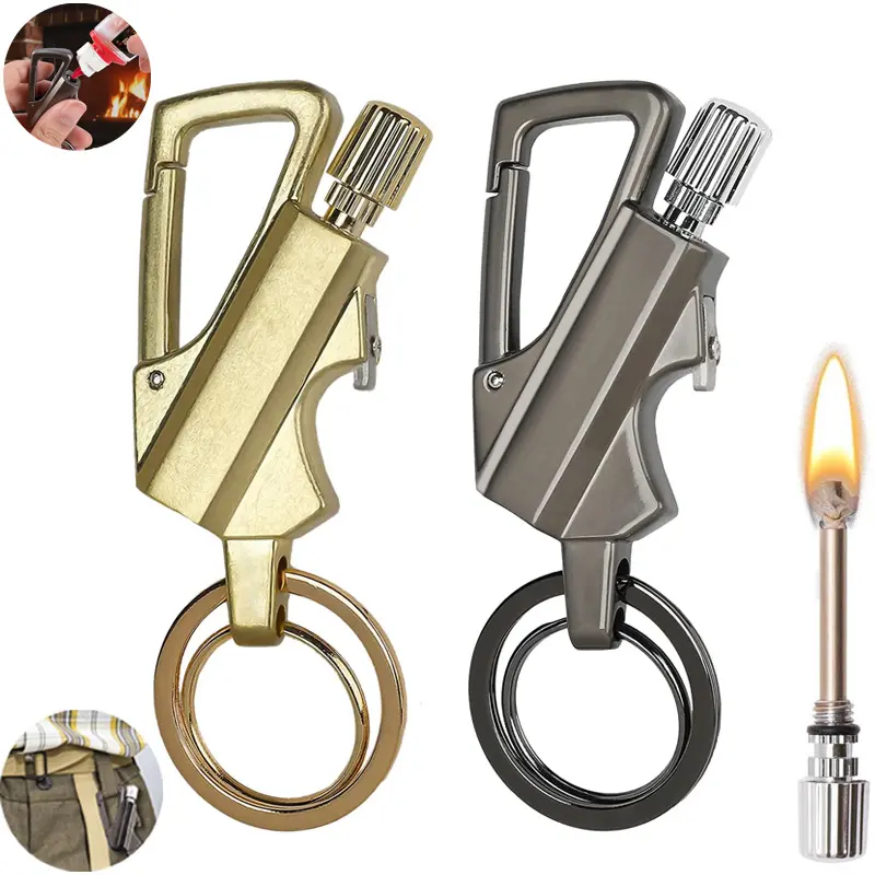 Steel Permanent Match Keychain - Waterproof Survival Fire Starter, Reusable Metal Lid Opener, Emergency Striker Stick Kit for Car Interior Decoration, Stainless
