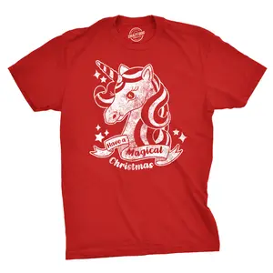 Youth Have A Magical Christmas T Shirt Funny Unicorn Tee for Kids Funny T Shirts Christmas Tops for Kid Funny Unicorn Short Sleeve Novelty Tees for Kids Red