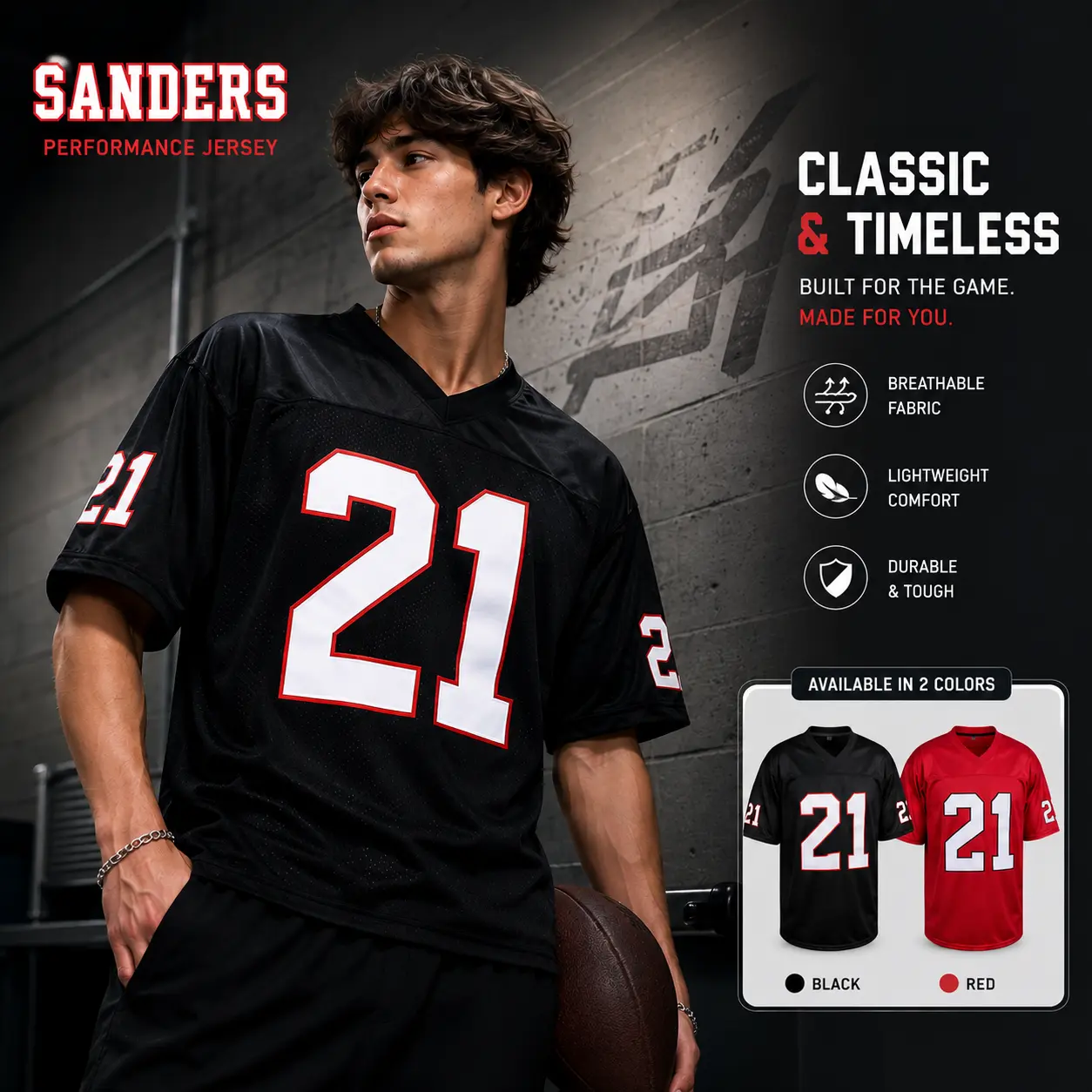 Men's #21 Football Jerseys - Polyester V-Neck Athletic Tops with Embroidered Letters & Numbers for Men - Loose Fit Training & Outdoor Sports,back to school,back to school haul