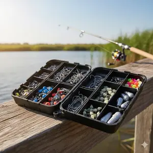 177 PCS Fishing Tackle Kit with Sinkers, Swivels, Glow Beads, Rolling Swivels, Barrel Swivels, Portable Box for Lightweight Fresh & Saltwater Terminal Gear