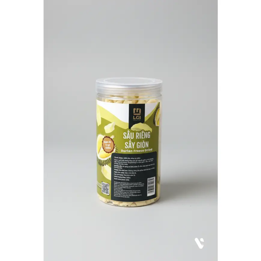 Sầu riêng sấy giòn  Khóm Store, Khom Store organic crispy dried durian, pure sugar-free dried fruit jar  160g