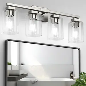 Bathroom Light Fixtures, Modern Nickel Bathroom Vanity Light, Bathroom Lighting Fixtures Over Mirror, Matte Nickel Bathrom Wall Lamp, Wall Lights for Living Room Bedroom Hallway