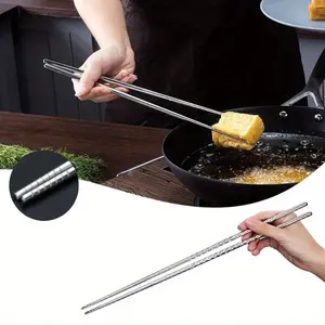 Stainless Steel Cooking Chopsticks, 1 Pair Extra Long Cooking Chopsticks, Kitchenware for Restaurants & Hotels, Dinnerware