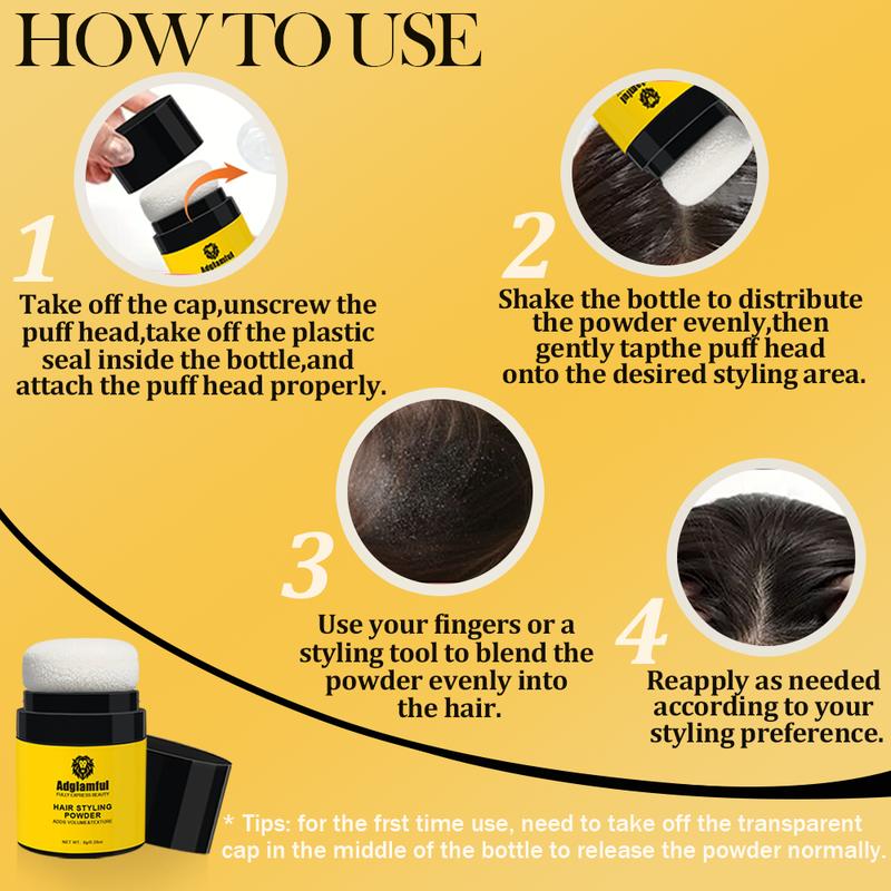 Adglamful Hair Styling Powder for Women Instant Volume & Texture Puff Applicator Lightweight Matte Finish 10g