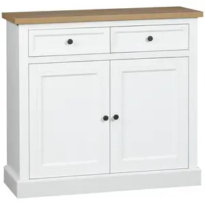 Dreamzon HOMCOM Sideboard Buffet Cabinet, Kitchen Cabinet, Coffee Bar Cabinet with 2 Drawers and Double Door Cupboard for Living Room, Entryway, White