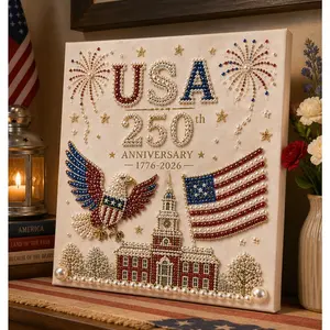 DIY Pearl Painting Kit: Exquisite pearl art masterpieces celebrating the 250th anniversary of the founding of the United States. Suitable for beginners to create textured pearl paintings.