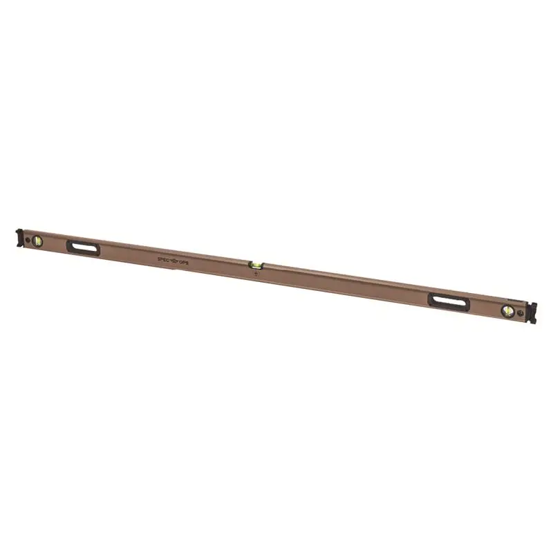 Spec Ops Tools 72 in. Aluminum Box Beam Level - 3 Epoxy-Locked Acrylic Block Vials, 0.0005 inch Accuracy, 2x4s Compatibility, 3.8 lbs Lightweight, Comfortable All-Day Use, Brown, Tool-Free Removable Shock-Absorbing End Caps, 3 Vial