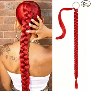 Long Straight Braided Ponytail Extension, 28 inch Non-Toxic Skin Friendly Heat Resistant Synthetic Hair, Easy Install Reusable Volume Hairpiece For Beginners Thin Hair People Holiday Salon