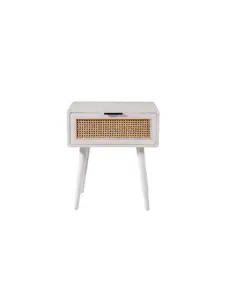 212 MAIN Cambria End Table - Boraam Industries 34413, Zebrano Whitewash Finish, Natural Cane Weave, Wood Base, Drawers