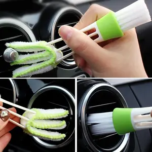 For Mini Double-End Microfiber Car Air Vent Duster with Removable Cloth Cover - Portable Cleaning Brush for Car Detailing, Dual-Head Design for Easy Vent and Interior Cleaning, Detailing Tool|Ergonomic Design|Plastic Cleaner, Car Detailing Supplies
