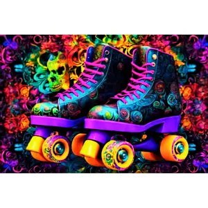 Skull Yellow Wheel Roller Skate