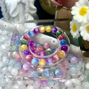 10mm UV-reactive color-changing cat's eye resin beads, loose beads, suitable for DIY jewelry making and beading projects.