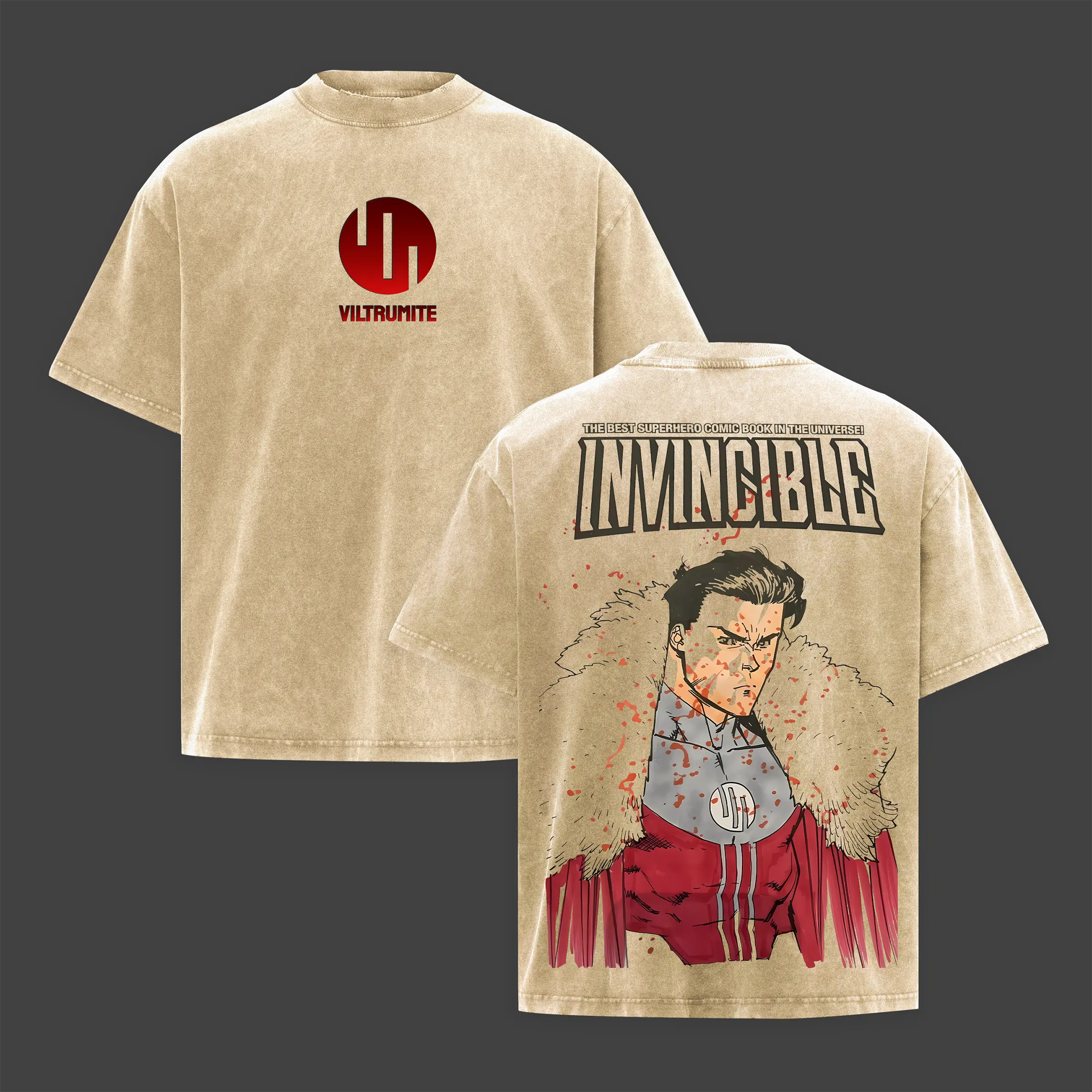 Emperor Mark - Invincible Washed Tshirt, Vintage Comics Wash T-Shirt TV Show Comics Washed T-shirt Heavyweight Cotton, Unisex Shirt graphic tshirt shirts men Fabric Top Oversized Streetwear Menswear Clothes Anime Merch