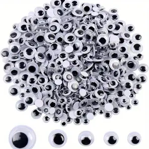 Self-adhesive Wiggle Googly Eyes, 100pcs/set Mixed Size Round Doll Eye Black Wiggle Googly Eyes, Party Accessories for DIY Craft, Home Decor