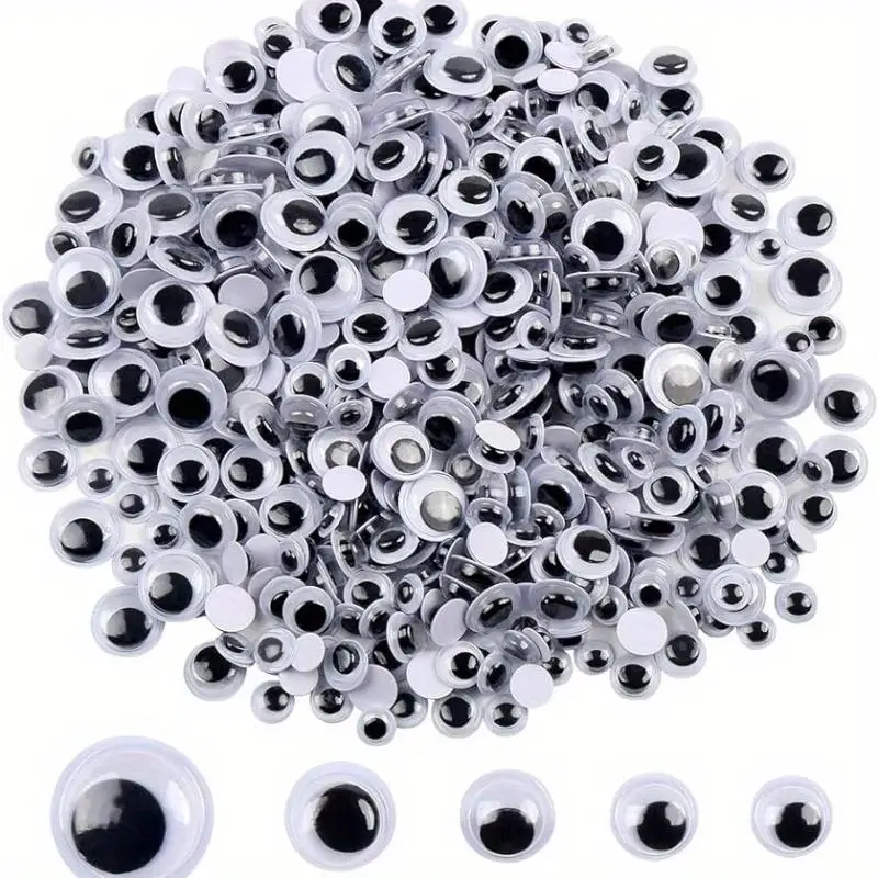 Self-adhesive Wiggle Googly Eyes, 100pcs/set Mixed Size Black Wiggle Googly Eyes, Party Accessories for DIY Craft, Home Decor