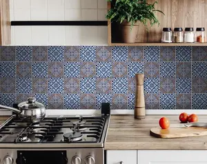 360 stand 24-Piece Colorful Vinyl Prima Blue Peel & Stick Removable Kitchen Wall Tiles Sticker, 5x5 in Home Decor Supplies, Decorative, Easy-Remove
