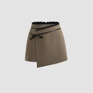 Cider [size 2-10] Mid Rise Lace Bowknot Mini Skirt