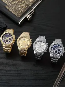 Men's Business Fashion Round Dial Analog Quartz Watch, with Box, Fashion Watch Set for Party, Daily Decor, Trendy All-match & Exquisite Watch Set for Birthday Gift