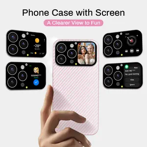 Smart Phone Case, 1.75-inch HD Screen, 10 Second Custom Video Dial, Rear Camera Preview, Call & Message Alert, Music Control, Weather, Calculator, Dynamic Smart Window, Multiple Model Options, Magnetic Wireless Charging, Practical Gadget Gift #SummerVibes