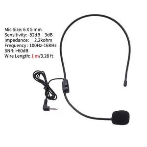Portable Wireless FM Mic Head-Mounted Microphone with Receiver Professional Little Bee Speaker Gaming Audio Amplifiers 87.5-108MHz 10+ Hours Battery Life High-Definition Digital Tube Display Frequency Super Multi-Channel Optional