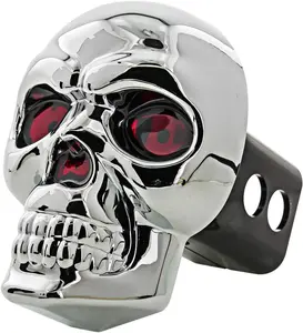 Bully CR-018 Chrome ABS Plastic Universal Fit Truck Skull LED Brake Light Hitch Cover Fits 1.25" and 2" Hitch Receivers for Trucks from Chevy Ford Toyota GMC Dodge RAM Jeep