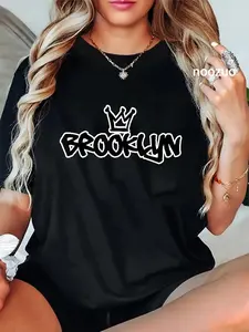 100% Cotton Unisex Brooklyn New York Graffiti Hip Hop T-Shirt Casual Top