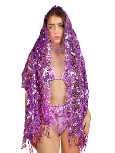 Electric Lavender Goddess Wrap - Festival Accessories- Fashion Scarf for Women