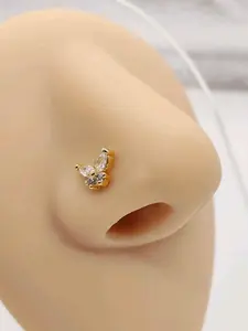 Gold Heart 2.0 Nose Stud with Unique Plug Shape, Stylish Low-Allergen Body Jewelry for Everyday Elegance, Unisex Casual Design Nose Ring
