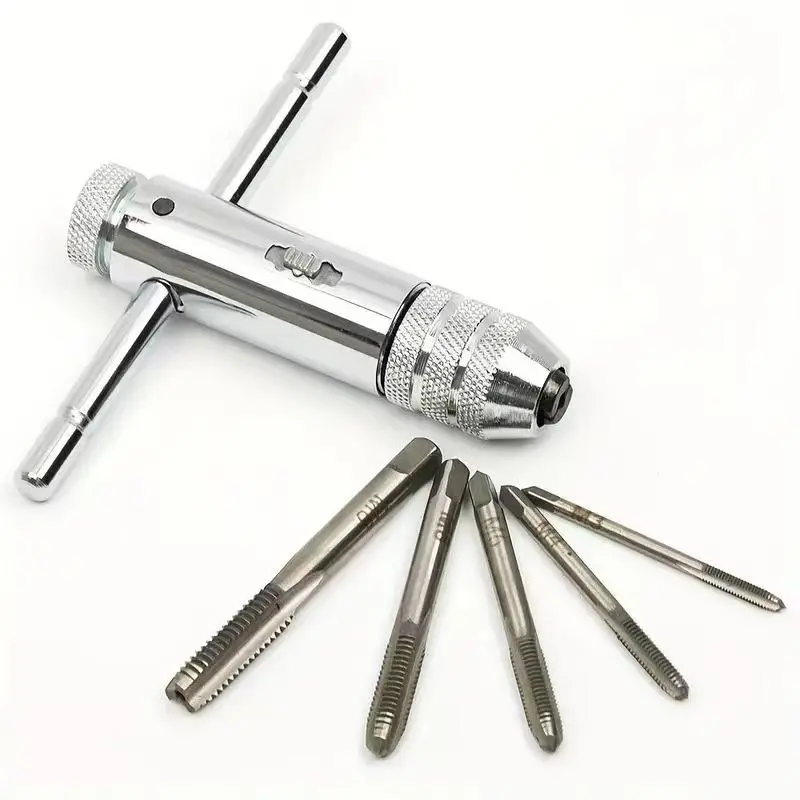 T-shaped Adjustable Handle Tap Wrench, 1 Set Reverse Operation Tap Wrench Tool, Hand Tool for M3-M8 Screw, Professional Hand Tool for Home & Office