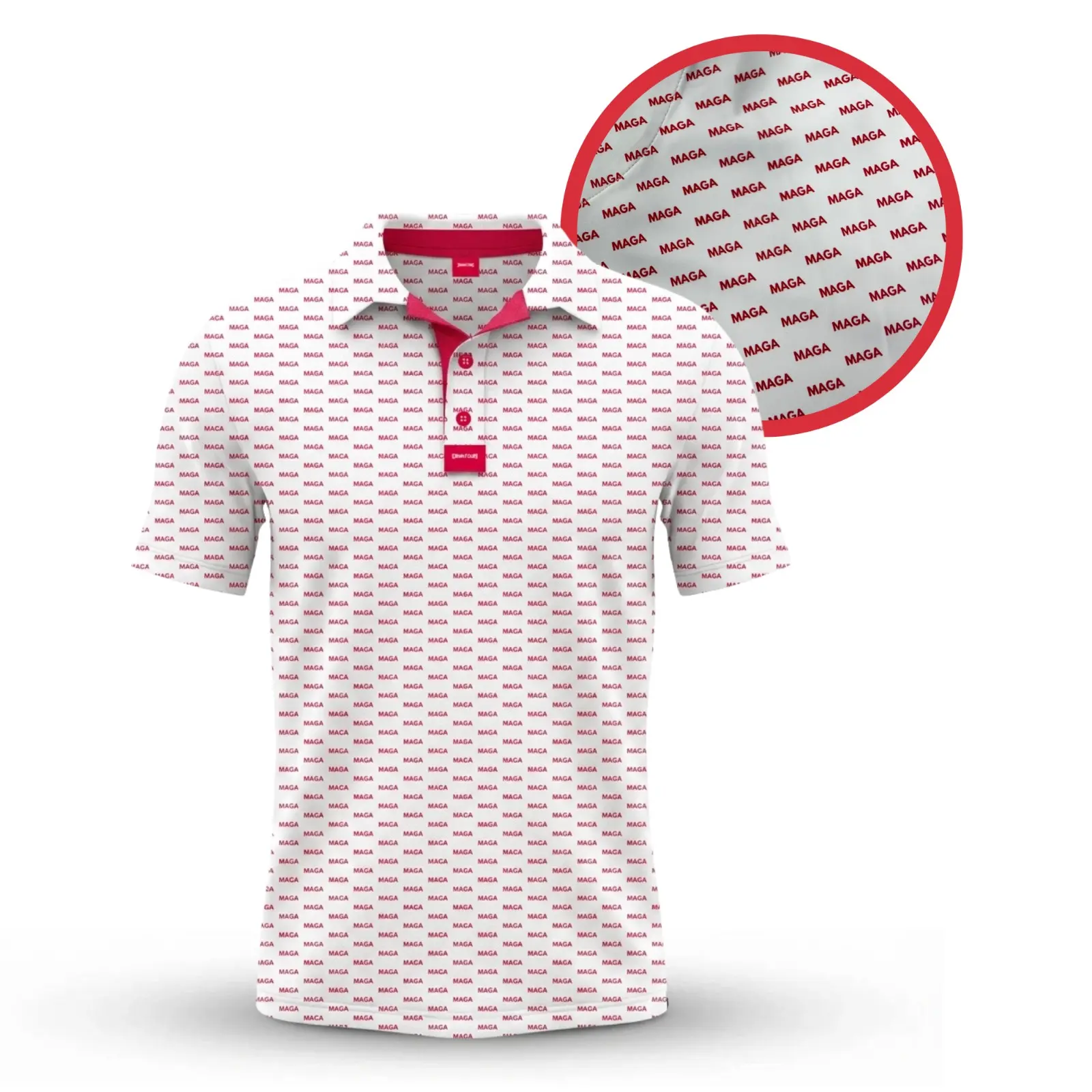 MAGA Golf Polo – Funny Golf Shirt for Men – All-Over Red MAGA Pattern Mens Polo Shirt – Performance Golf Gifts for Golfers