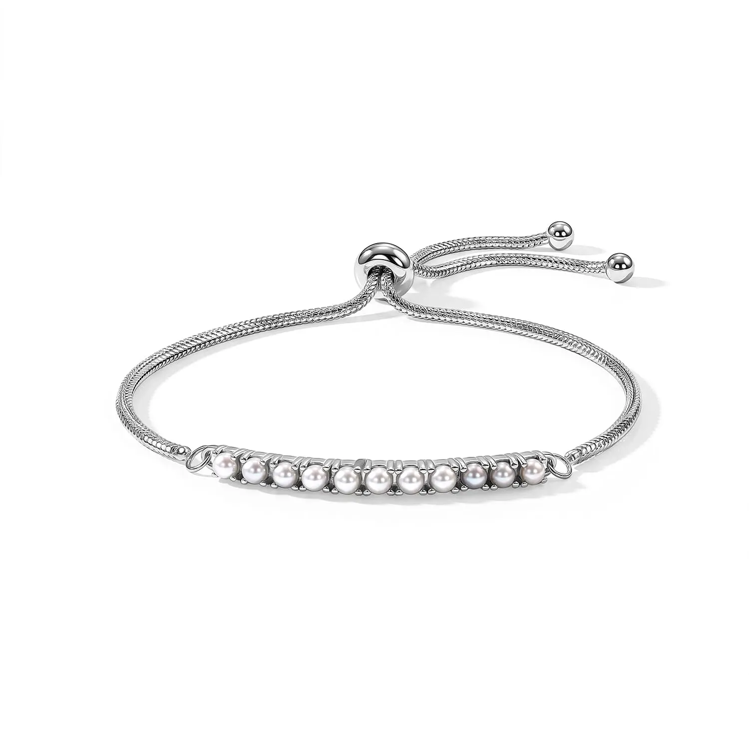 EverTrue Freshwater Pearl Bolo Bracelet in Stainless Steel