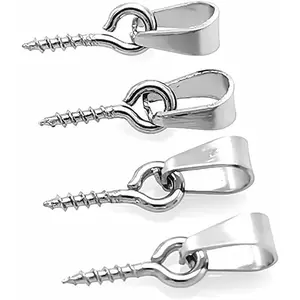 20 Pieces Silver Stainless Steel Pearl Screw Eye Pin Bail Pegs Connector for Jewelry Making