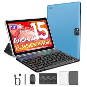 10 Inch IPS Touch Screen Android 15 Tablet, 12gb RAM 64GB Storage Expandable to 1tb, 5g WiFi, Dual Cameras for Video Calls